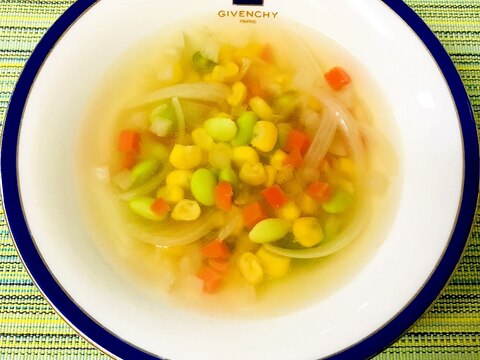 食べきり♪野菜ミックスのコンソメスープ